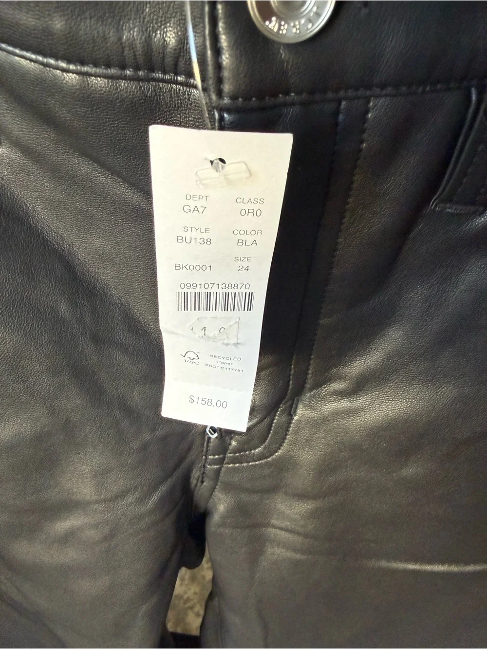 J. Crew Slim Wide-Leg Faux Leather Pants NWT Black Size 24 MSRP $158